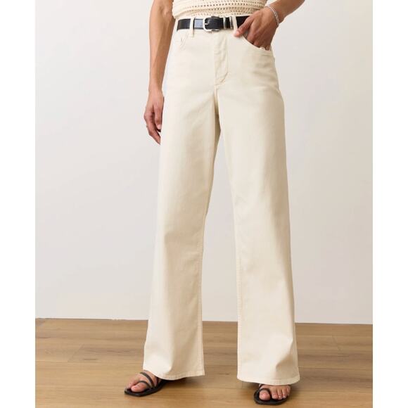 Marine Layer Pants - Marine Layer Charlie Wide Leg Pant in Ecru